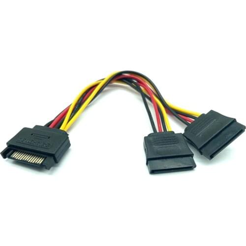 SATA II Hard Disk Power 15Pin SATA Male To Female 2 Female 15Pin Power HDD Splitter High Quality Y 1 To 2 Extension Cable 18CM
