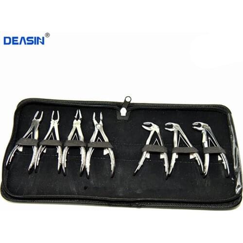 7pcs/set Stainless Steel Dental Forceps Childrens Tooth Extraction Forcep Pliers Kit Orthodontic Dental Surgical Pliers Kit