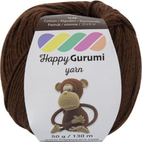 Happy Gurumi Brown Amigurumi Braid rope 50gr 130m Cotton & Acrylic 50-99gr 100-149m