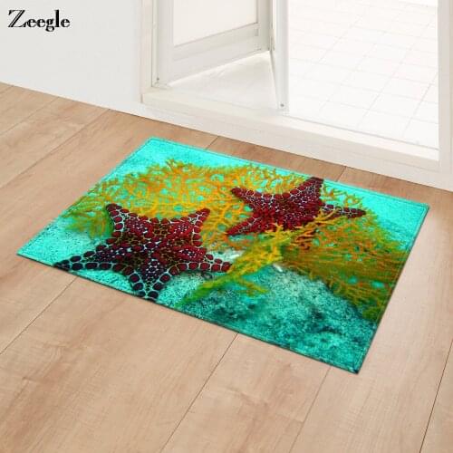 Zeegle Dust Proof 3D Undersea World Door Mats Non-slip Hallway Mats Children Bedroom Rugs Foot Pads Bathroom Bath Mat Home Decor