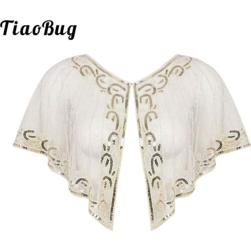 Womens 1920s Vintage Sequin Shawl Wrap Cover Up Beaded Bolero Evening Cape Wedding Wrap Ladies Cocktail Dresses Bridal Wraps