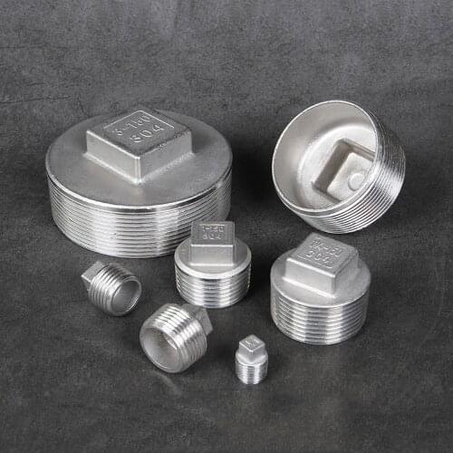 1/8" 1/4" 3/8" 1/2" 3/4" 1" to 2" BSPT Squrae Head End Plug Cap 304 Stainless Steel Pipe Fitting Water Gas Oil