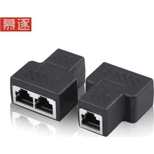 1pcs 1 To 2 Ways RJ45 LAN Ethernet Network Cable Female Splitter Connector Adapter
