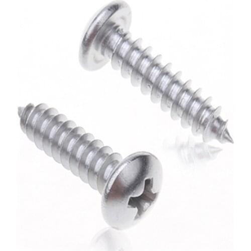 100pcs M2.6 5mm/6mm/8mm/10mm/12mm/14mmGB845 304 Stainless Steel Cross Recessed Pan Head Screws Phillips Self-tapping Wood