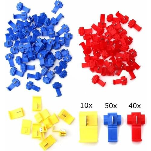 100pcs Electrical Lock Quick Splice Crimp Terminal Connectors Set Red Blue Yellow AWG 22-10 Quick Coupling Terminals