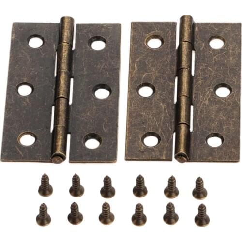 2Pcs 63*40mm Antique Zinc Alloy Furniture Hinge Cabinet Door Butt Hinge Vintage Jewelry Wood Box Decorative Hinges with Screws