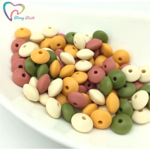 50 PCS Fall Colors Mix Lentils Abacus Silicone Beads Teething Necklace Baby Pendants Toy Accessories Silicon Pacifier Beads
