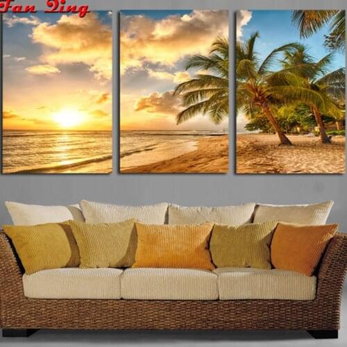 5D DIY Diamond Painting Sea, beach, sunset Cross Stitch diamond Embroidery Kit Picture Of Rhinestones Mosaic Home Decor
