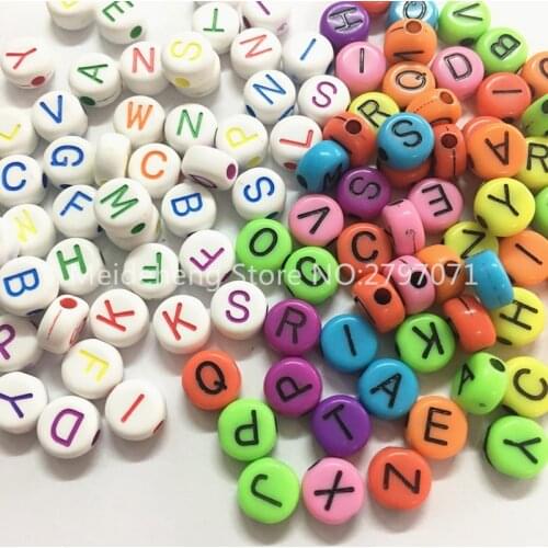7mm Acrylic round shape letters beads for bracelet necklace DIY jewelry making colorful beads accessories 350pcs/45g