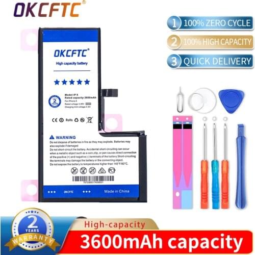 OKCFTC Battery For iPhone X 3600mAh Original High Capacity Bateria Replacement Batterie For iPhone X