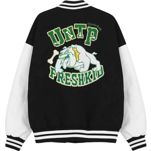 American baseball uniform street hip-hop bulldog embroidery loose jacket women Harajuku spring and autumn plus size jacket women