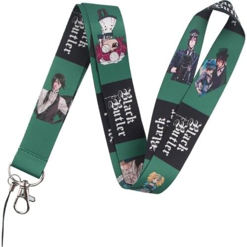 Anime Black Butler Lanyards Keychain Bag Camera ID Card Badge Holder Cosplay Soft Webbing Keyring Hang Rope Keycord Decoration