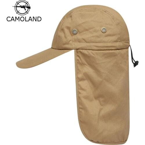 CAMOLAND Summer Outdoor UV Protection Sun Hat Women Mens Bucket Hat With Neck Flap Male Long Wide Brim Fishing Hiking Caps