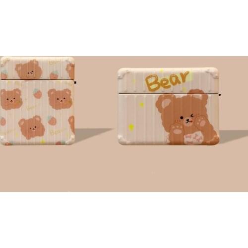 Cute Cartoon Bear Silicone Soft Wireless Earphone Charging Case for Apple AirPods 1/2/Pro Bluetooth Cover Bag Box