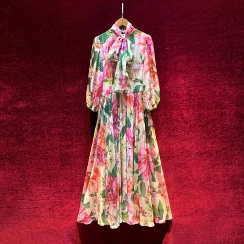 Summer 2021 Spring and New Peony Print Waist Skirt Dress Evening Dresses Long Luxury