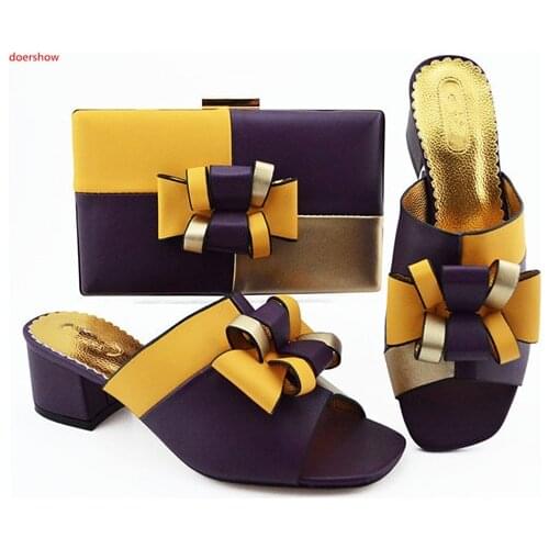 Doershow African shoe and bag set for party Italian shoe with matching bag new design lady matching shoe and bag set!SLN1-39