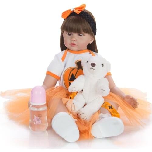 Pretty girl doll reborn baby 24" handmade silicone reborn baby dolls for girls children holiday gift bebe reborn toddler