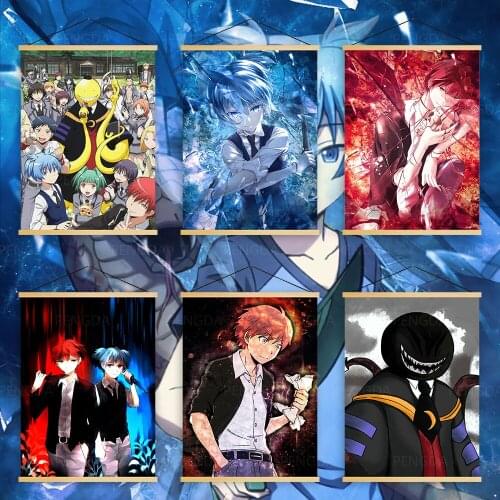 Poster Print Canvas Assassination Classroom Anime Wall Art Modern Nordic Style Solid Wood Hanging Scrolls Paintings Home Decor