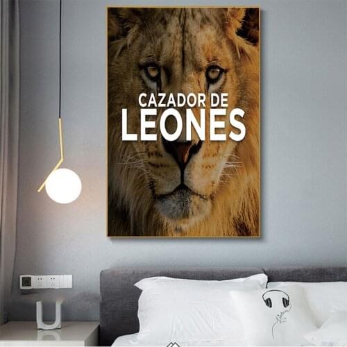 Wild Lion Letter Motivational Quote Art Posters and Prints Oil Canvas Painting Decorative Wall Art Picture for Office Home Decor