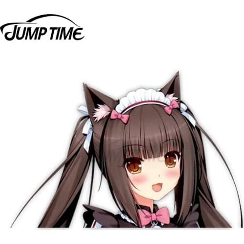 Jump Time Chocola Maid Nekomimi 7.1 Sexy Big Head Anime Girl Vinyl Decal Waifu Peeker Car Stickers