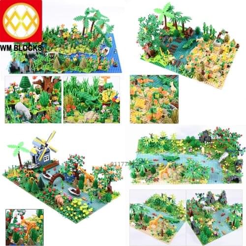 MOC City Set Animal Building Blocks Bricks Tropical Rainforest Forest Vindhya vana Windmill Cottage Kids Toys For Children Gifts