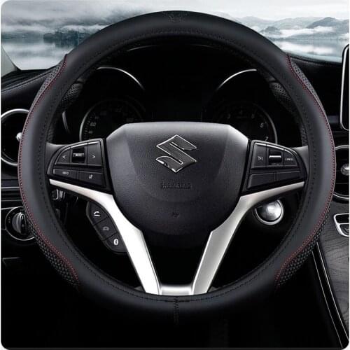 Leather Universal Car Steering Wheel for Suzuki Anti-Slip Car Steering Wheel Cover Car-styling Auto Accessories