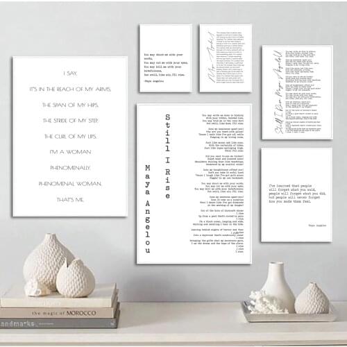 Maya Angelou I've Learned Love Poetry Quotes Canvas Prints Poem Sign Poster Black White Encouragement Quote Painting Wall Decor
