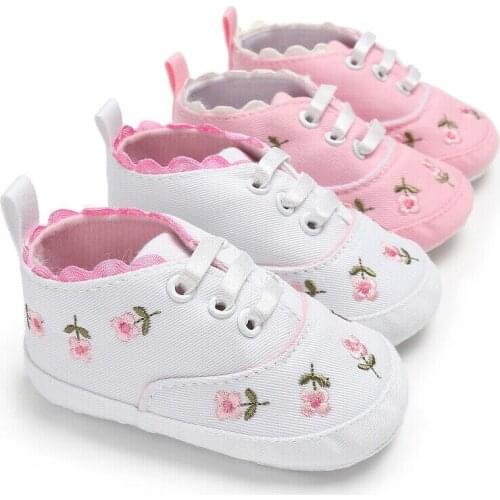 Lovely Baby Infant Girl Floral Soft Sole Princess Shoes Toddler Canvas Casual Non-slip Shoes 0-18M
