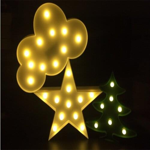Lovely 3D LED Cloud Star Tree Night Light Warm White Romantic Table Lamp Home Christmas Party Childrens day Decoration Gifts