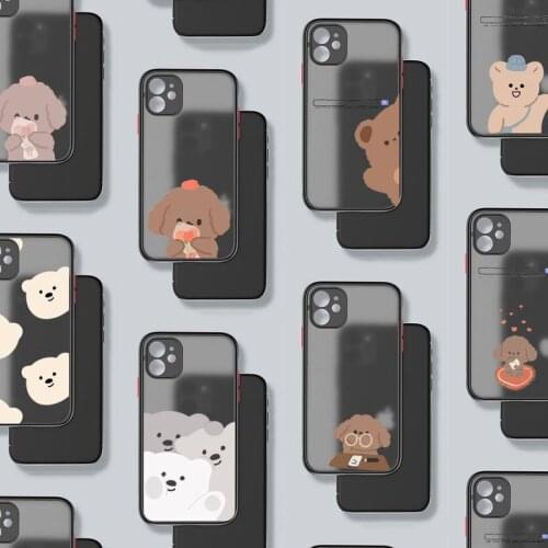 Cute cartoon bear dog Phone Case Matte Transparent for iPhone 7 8 11 12 s mini pro X XS XR MAX Plus Soft TPU mobile bags shell