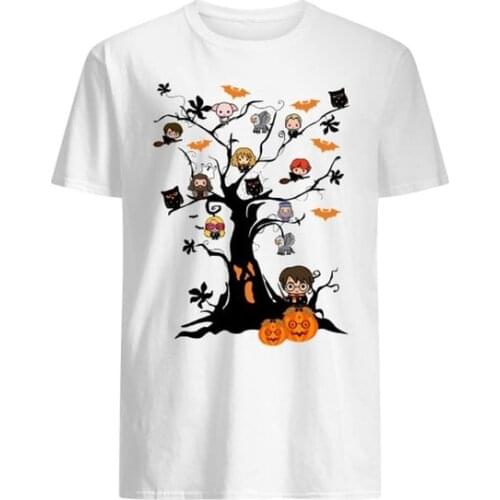 Mens Leisure T-Shirt Ha-Rry Tree Chibi Pumpkin Pot-Ter Halloween Short Sleeve T-Shirt