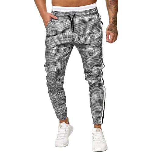 Casual Pants Mens Long Casual Sport Pants Slim Fit Casual Pants Fashion Mens Casual Plaid Trousers Running Joggers Sweatpants