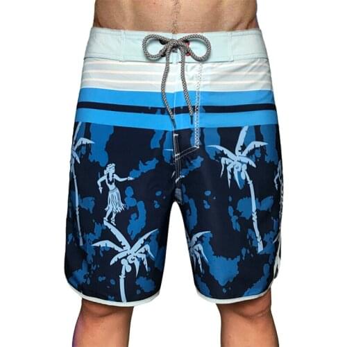 2020 New Summer Men Surf Board Print Swimwear Trunks Male Swimwear Quick Dry Breathable Loose Running Pocket Elastic Beach Short