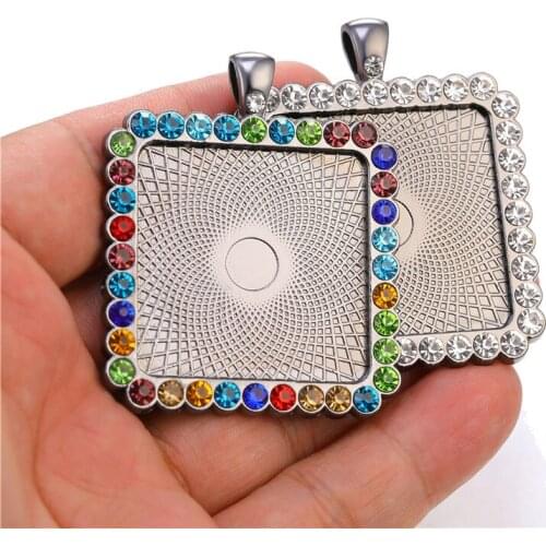 5PCS Cabochon Base Jewelry Making DIY Pendant Necklace 25mm Zinc Alloy Diamond Handmade jewellery Findings Crafts Accessories