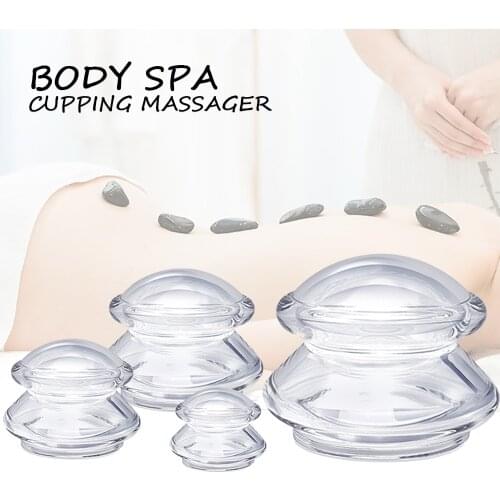 Silicone Vacuum Cupping Set Massage Body Cups Back Gua Sha Ventosas Suction Cup Anti-Cellulite Skin Lift Physiotherapy Jars 4Pcs