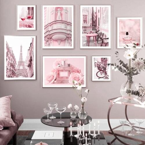 France Paris Tower Red Wine Perfume Flower Wall Art Canvas Painting Nordic Poster And Prints Wall Pictures For Living Room Decor