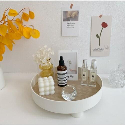 Living Room Bedroom Desktop Organizer Nordic Round Storage Tray Jewelry Home Desktop Decor Trays Makeup Sundries Storage Plate