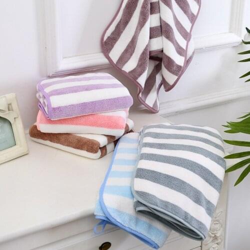 Microfiber Wide Stripe Towel Thicken Face Towel Hand Sports Handkerchief Children Adult Women Girls Boys