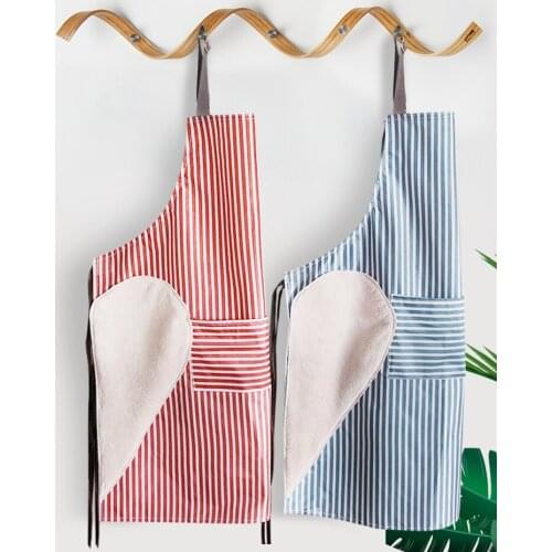 Wipeable hand apron female waterproof oil-proof overalls home Korean version of the fashion waist kitchen cooking gown adult