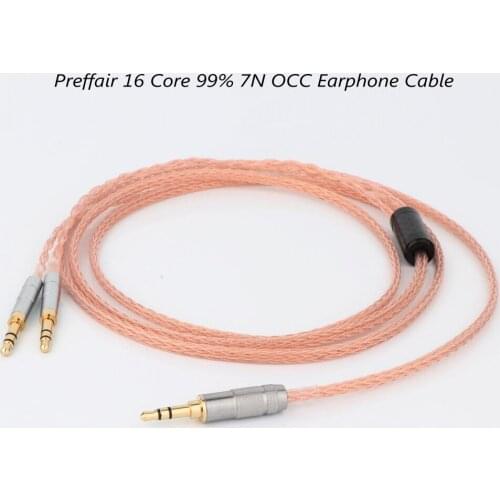 Preffair 2.5mm 3.5mm XLR Balanced 16 Core 99% 7N OCC Earphone Cable For Denon AH-D7200 AH-D5200 AH-D9200 3.5mm Headphone pin