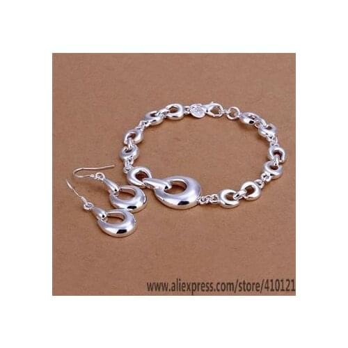 S337 Lucky Charm Silver Color Jewelry Sets For Women Jewelry Lady Accessories Fashion Bracelet Earring /dhmalyta Hvuaqnba