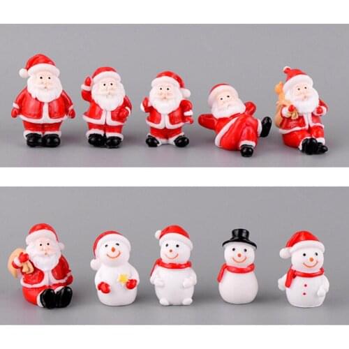 Cute Resin Mini Christmas Santa Claus Tree Snowman Ornaments mini Statue Figurine DIY Fairy Crafts Xmas Winter Potted Decor