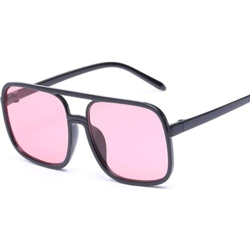 Vintage Square Sunglasses Women Fashion Brand Designer Sun Glasses Female Male Clear Mirror Candy Pink Color Oculos De Sol