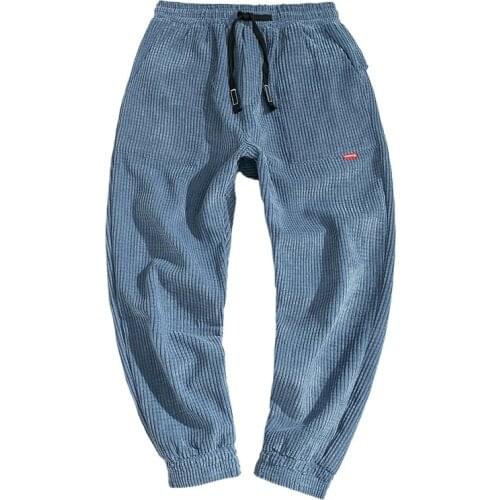 Corduroy Trousers Slim Hip Hop Men Casual Pants Streetwear Fashions Joggers Pants Korean Style Clothes Clothing Sweatpants Male