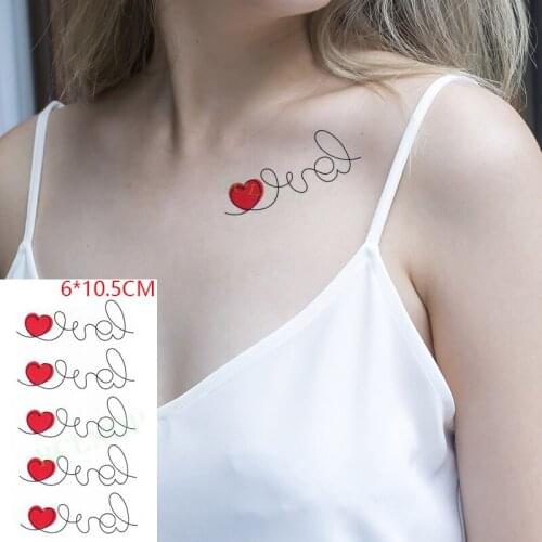 Waterproof Temporary Tattoo Sticker Love Heart Lines Sexy Cute Body Art Flash Tattoo Fake Tattoo for Women Men Ins Hot