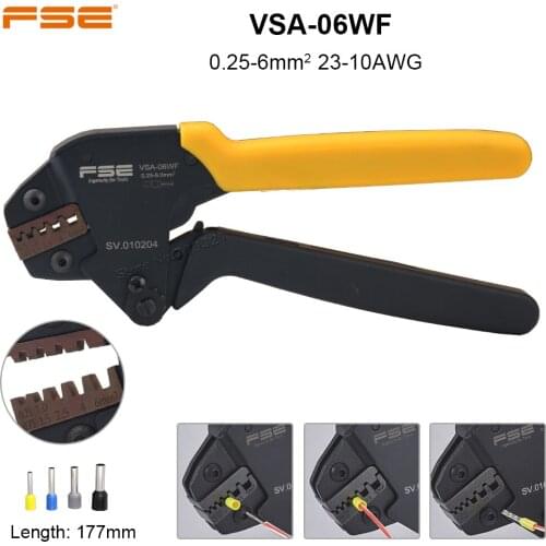 VSA-06WF Crimping Pliers 0.25-6mm2 AWG23-10 Tube Bootlace Terminals Wire Clamp Plier Ratchet Electrican Crimping Hand Tools