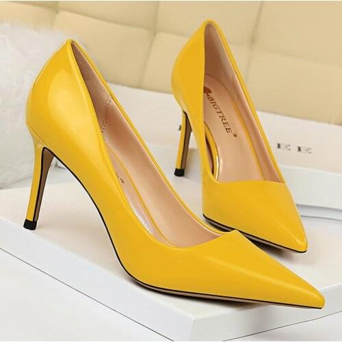 2021 Spring Womens Pumps Shoes On Heels 8.5cm Pointed Toe High Heel Shoes For Women Wedding Shoes Shallow Stiletto Plus Size 43