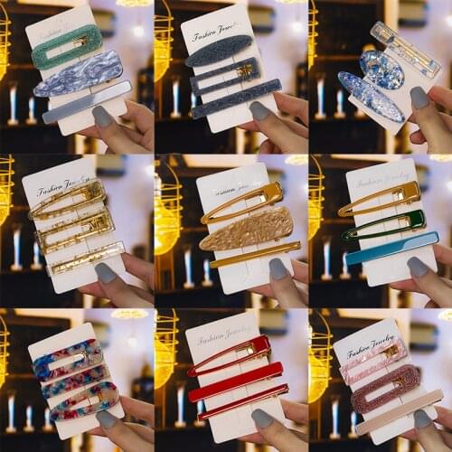 1Set Leopard Acetate Geometric Hair Clips Pin For Women Fashion Barrettes Headwear Sweet Girls Womens Hairpins Hair Accessories