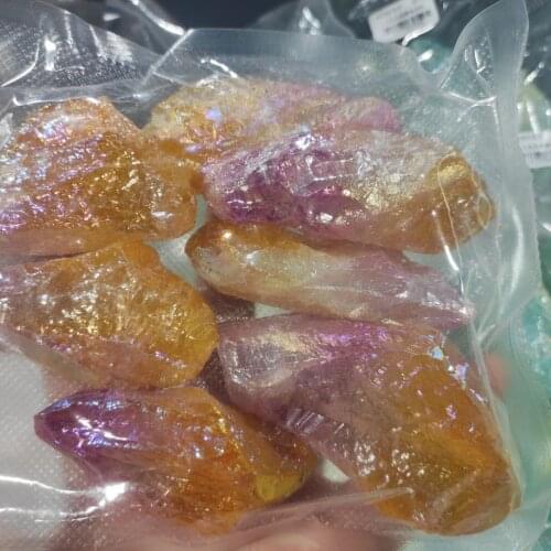 1pack Beautiful Colorful Electroplating crystal original stone natural crystal ore specimen stone ornaments pendant DIY as gift