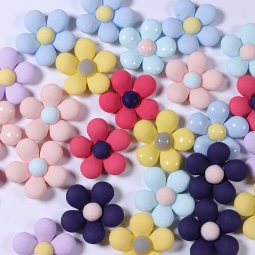 10PCS 25mm Diy Resin Five petal flower Jewelry Childrens Hair Accessories Mobile Phone Case Beauty Accessories